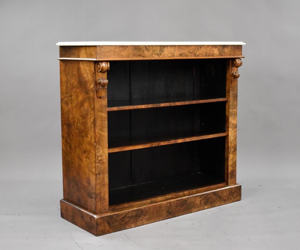 Victorian Burr Walnut Open Bookcase View II