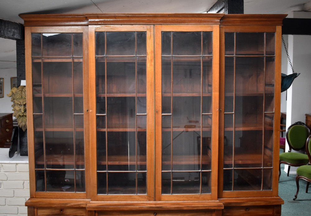 Victorian Mahogany Breakfront Bookcase View II