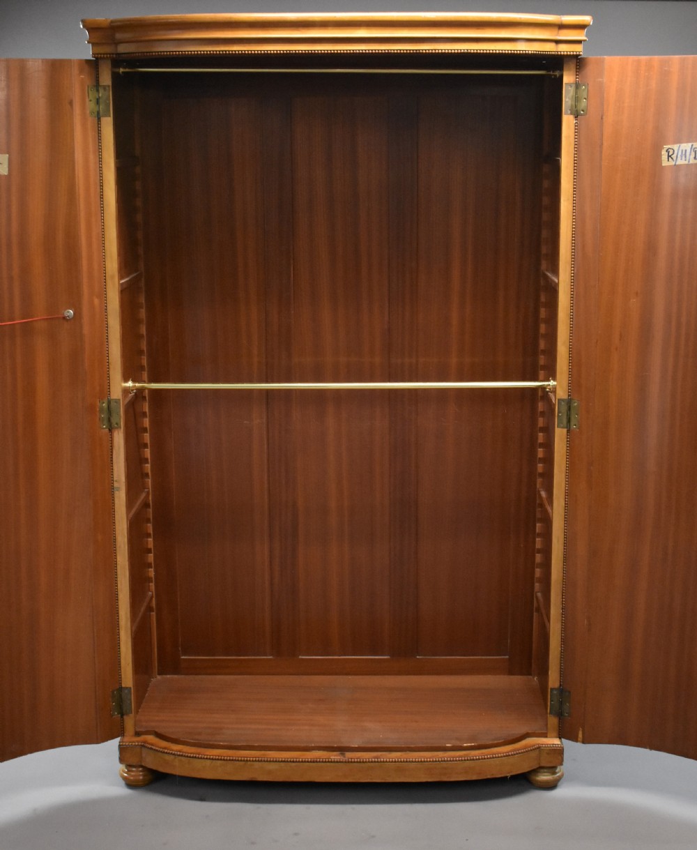 Antique Two Door Satin Birch Bow Front Wardrobe View II