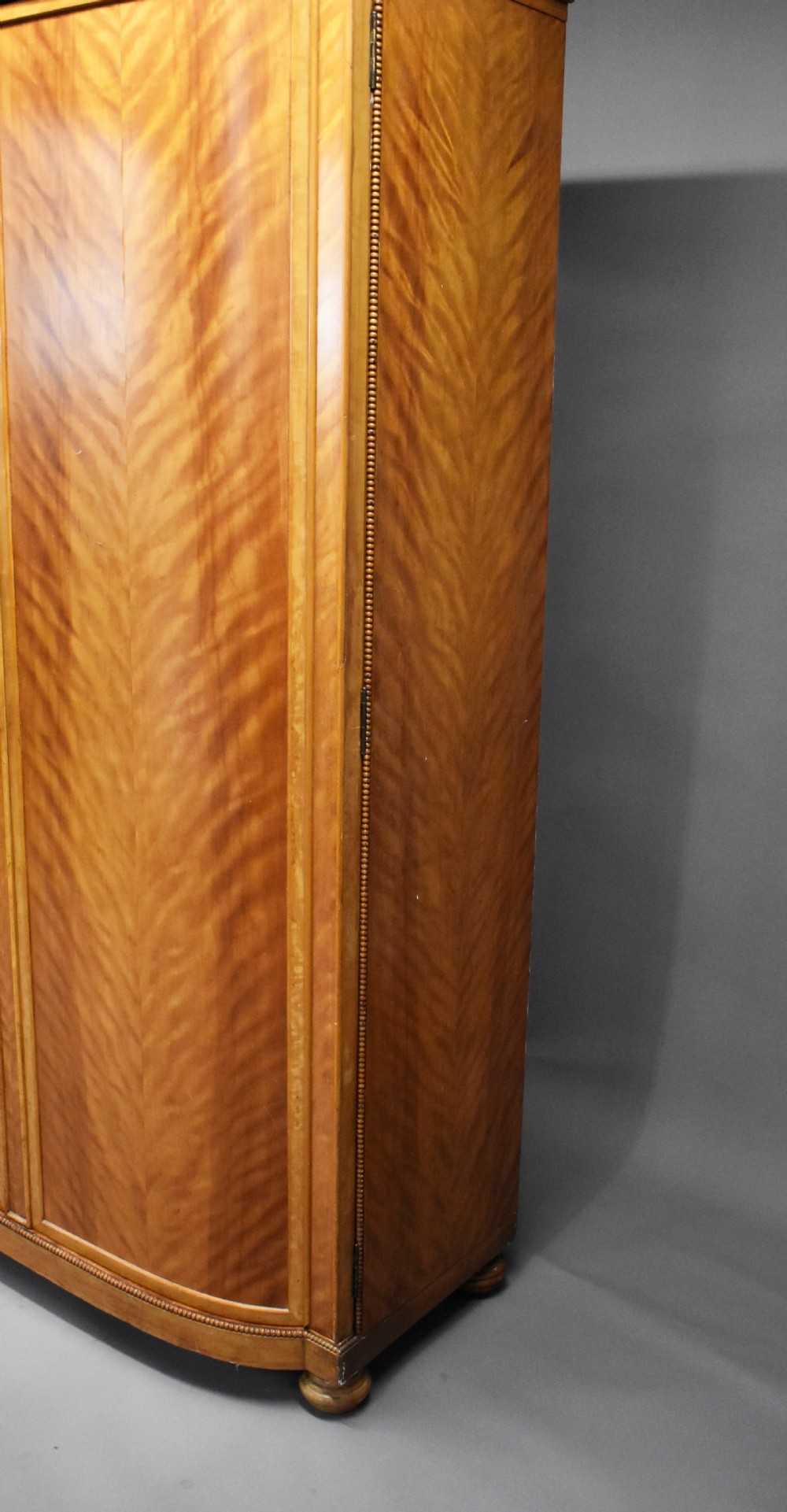 Antique Two Door Satin Birch Bow Front Wardrobe View IV