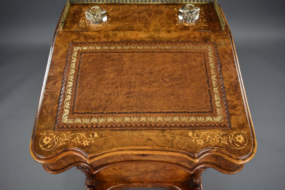 Victorian Burr Walnut Inlaid Davenport View IV