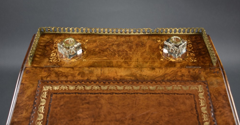 Victorian Burr Walnut Inlaid Davenport View VI