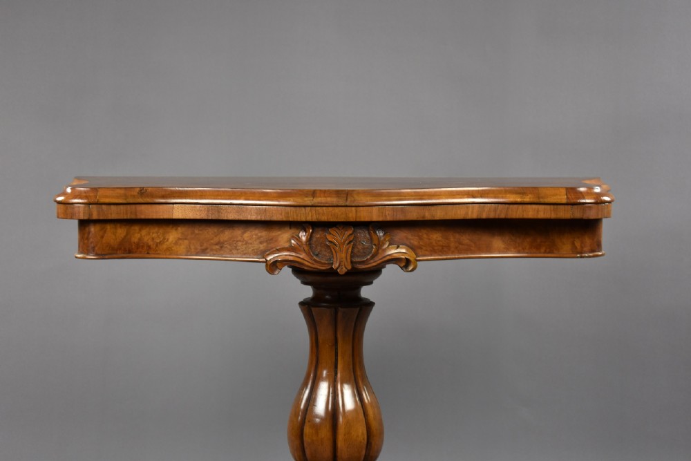 Victorian Burr Walnut Serpentine Card Table View III
