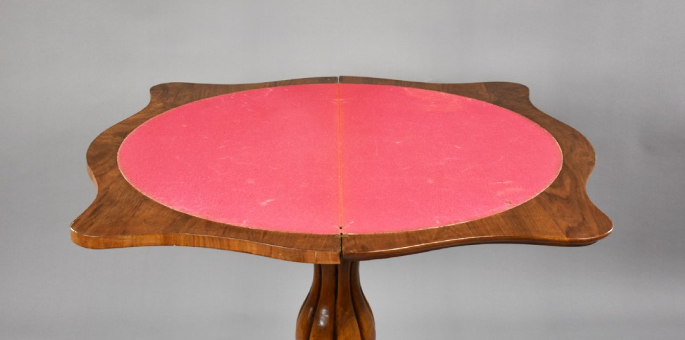 Victorian Burr Walnut Serpentine Card Table View VIII