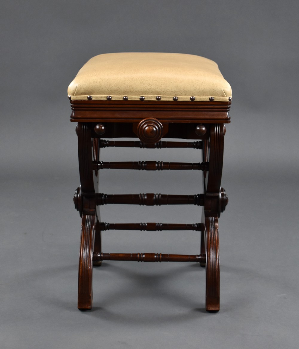 Victorian Mahogany Adjustable Piano Stool View III