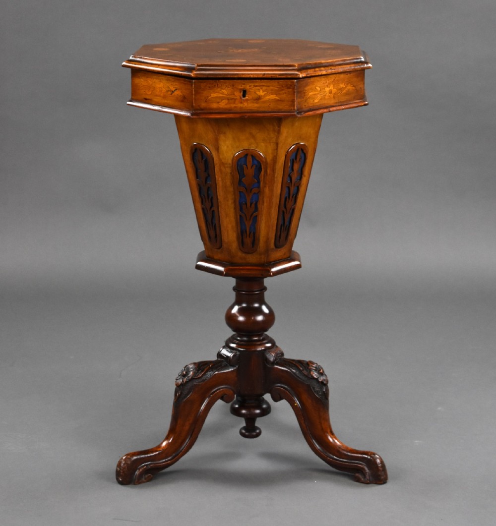 Victorian Inlaid Walnut Needlework Table