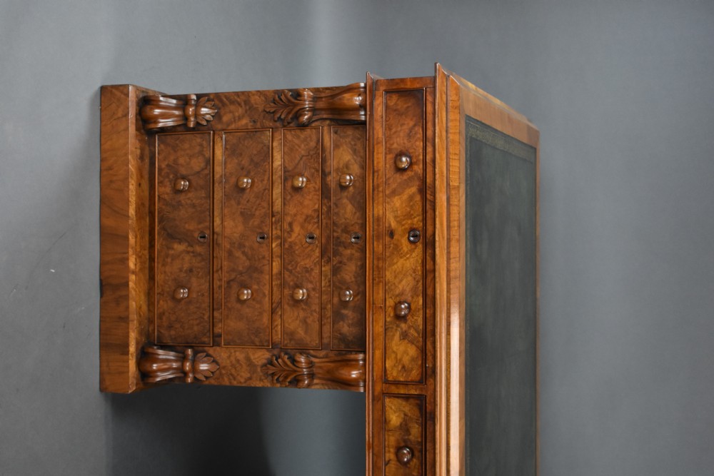 Victorian Burr Walnut Partners Desk View II