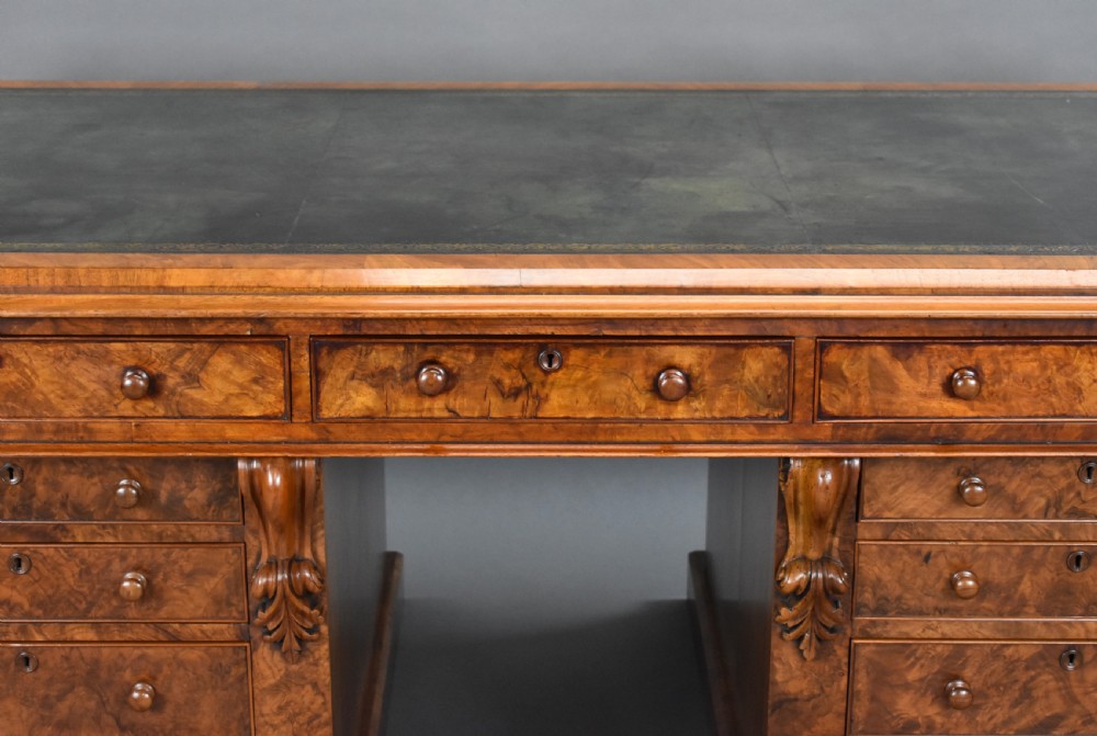 Victorian Burr Walnut Partners Desk View III