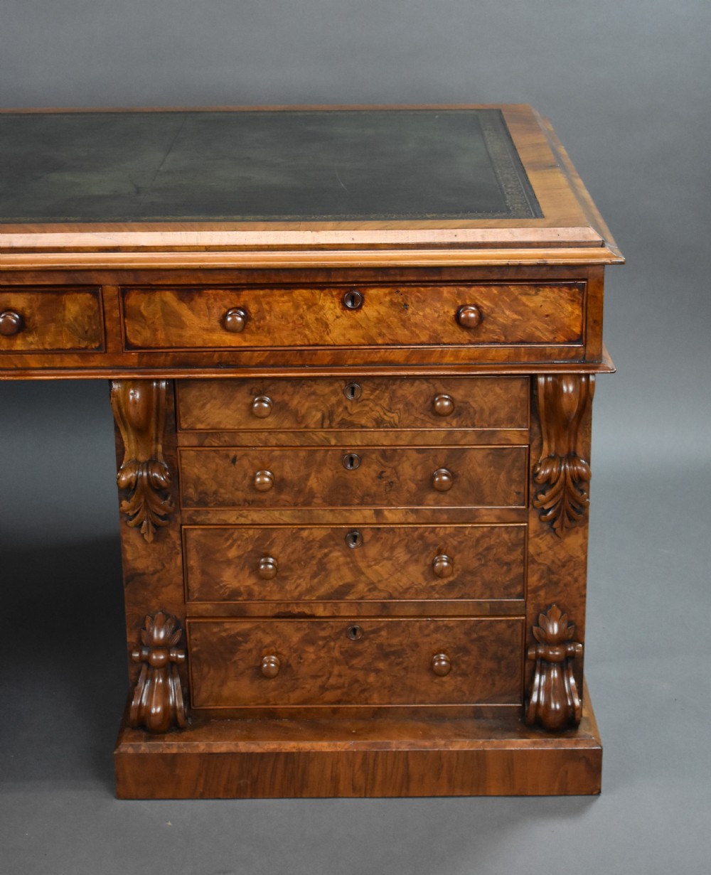 Victorian Burr Walnut Partners Desk View IV