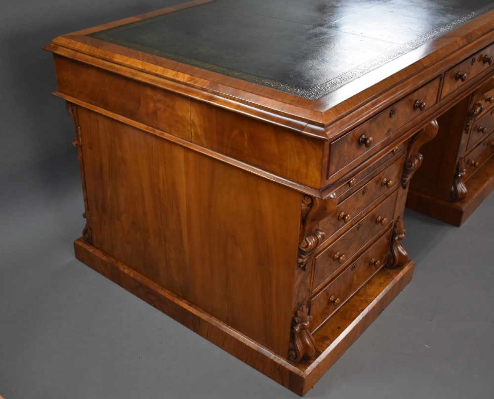 Victorian Burr Walnut Partners Desk View VII