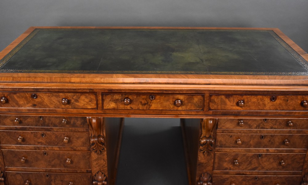 Victorian Burr Walnut Partners Desk View VIII