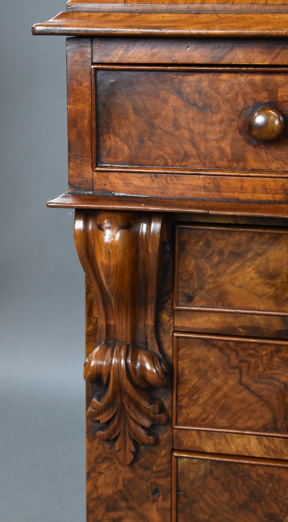 Victorian Burr Walnut Partners Desk View XII