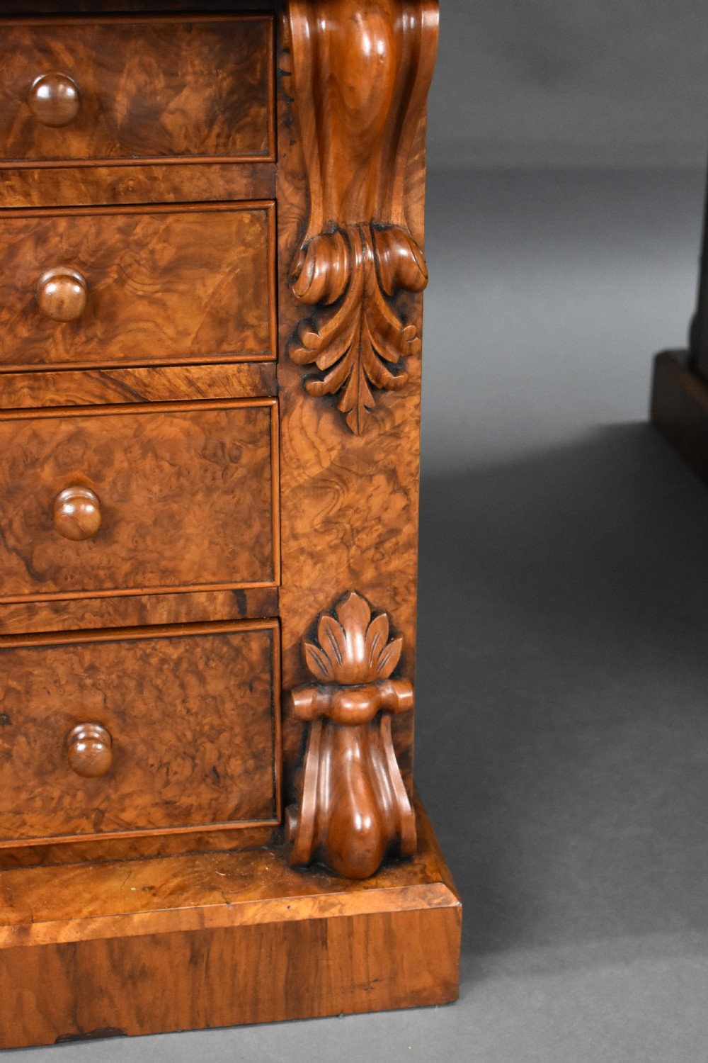 Victorian Burr Walnut Partners Desk View XIV