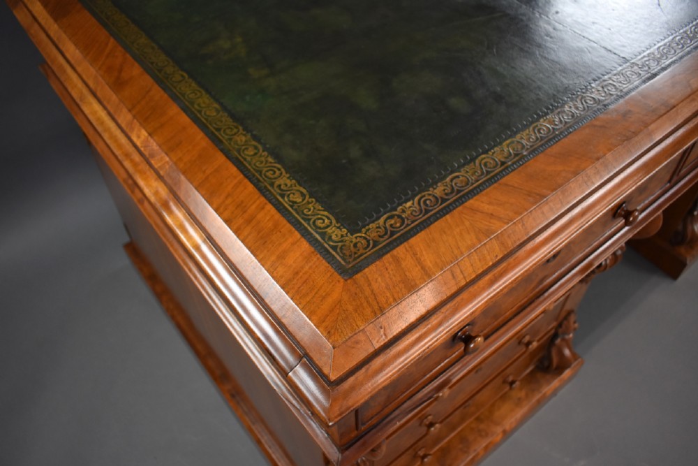 Victorian Burr Walnut Partners Desk View XV
