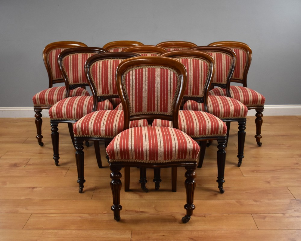 Victorian Mahogany Extending Dining Table & 10 Chairs View IX