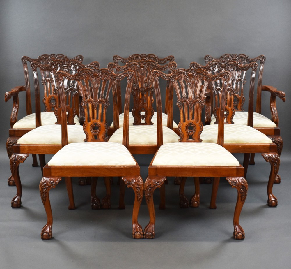 Set of 8 Chippendale Style Dining Chairs