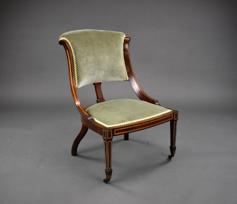 Edwardian Mahogany Inlaid Nursing Chair