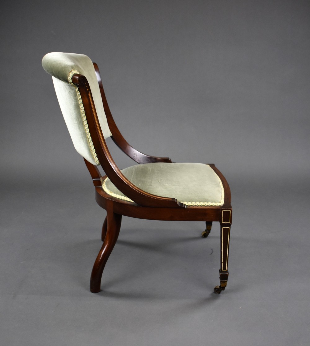 Edwardian Mahogany Inlaid Nursing Chair View V