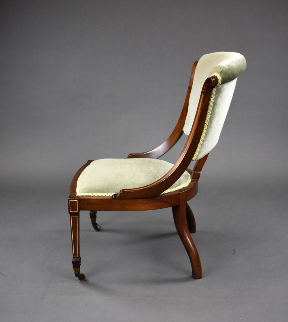 Edwardian Mahogany Inlaid Nursing Chair View VII
