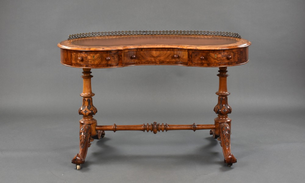 Victorian Burr Walnut Inlaid Writing Table View II