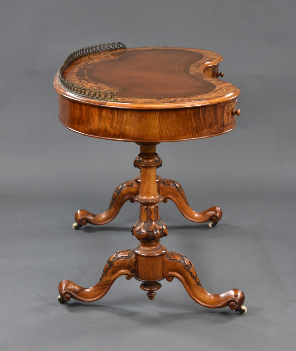 Victorian Burr Walnut Inlaid Writing Table View III