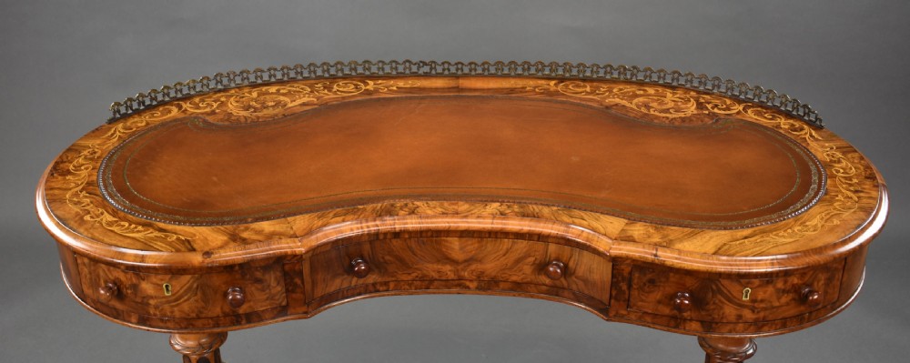 Victorian Burr Walnut Inlaid Writing Table View VI