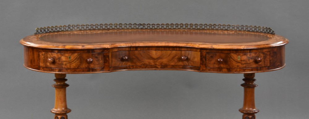 Victorian Burr Walnut Inlaid Writing Table View VII
