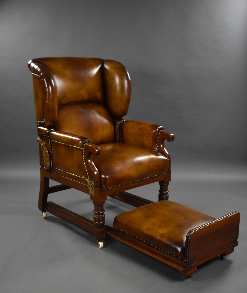 Victorian Leather Reclining Armchair by Foots Patent Chairs  View II