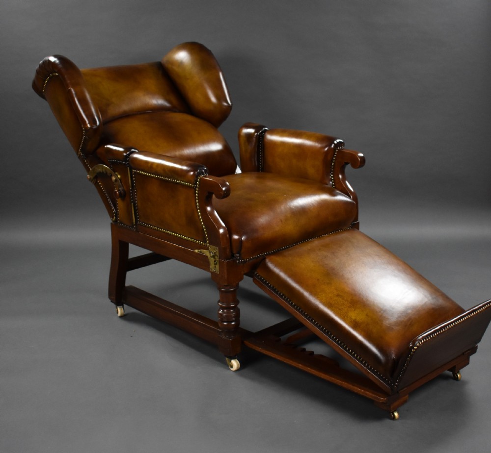 Victorian Leather Reclining Armchair by Foots Patent Chairs  View VI