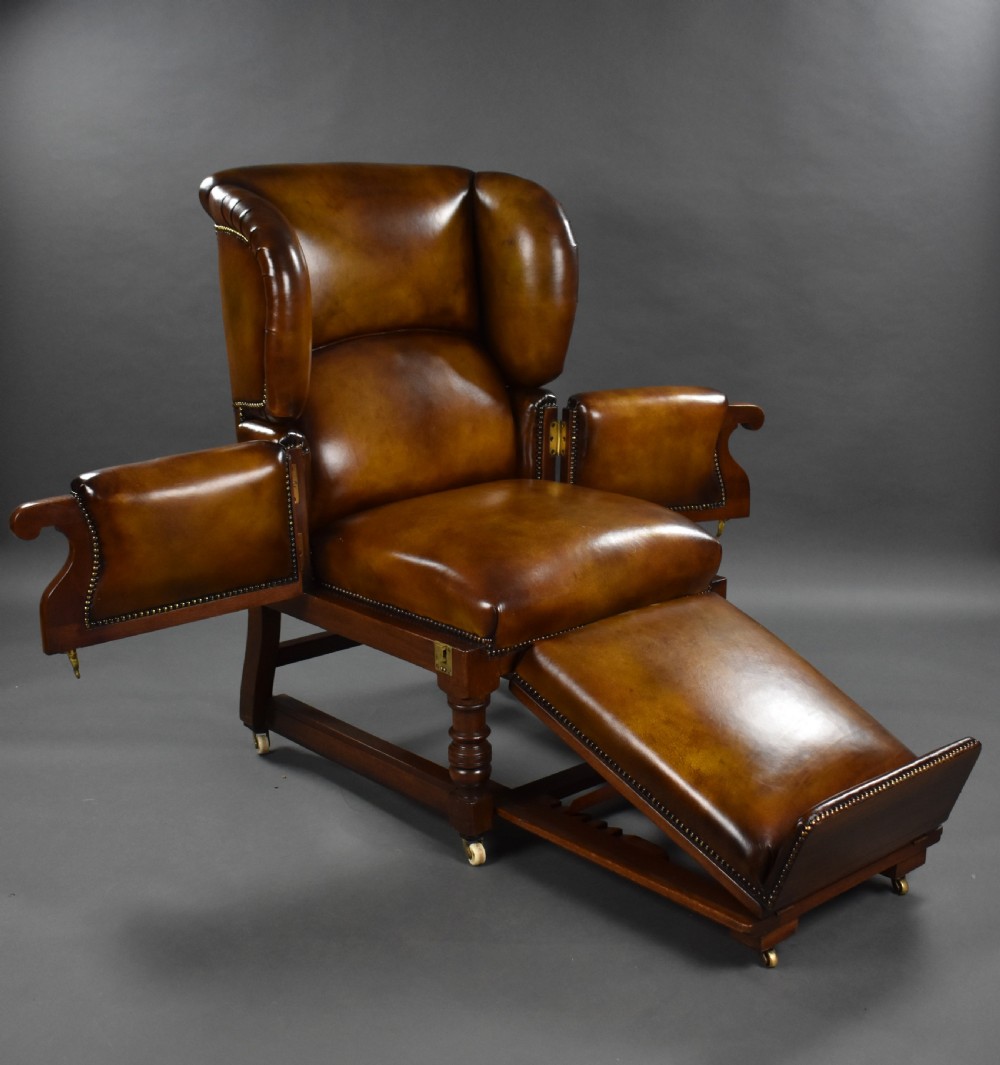 Victorian Leather Reclining Armchair by Foots Patent Chairs  View VII