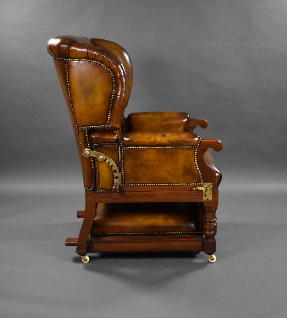 Victorian Leather Reclining Armchair by Foots Patent Chairs  View XI