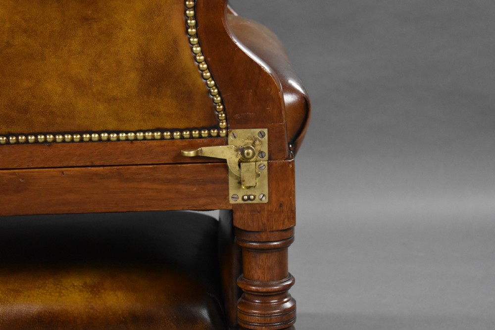 Victorian Leather Reclining Armchair by Foots Patent Chairs  View XIII