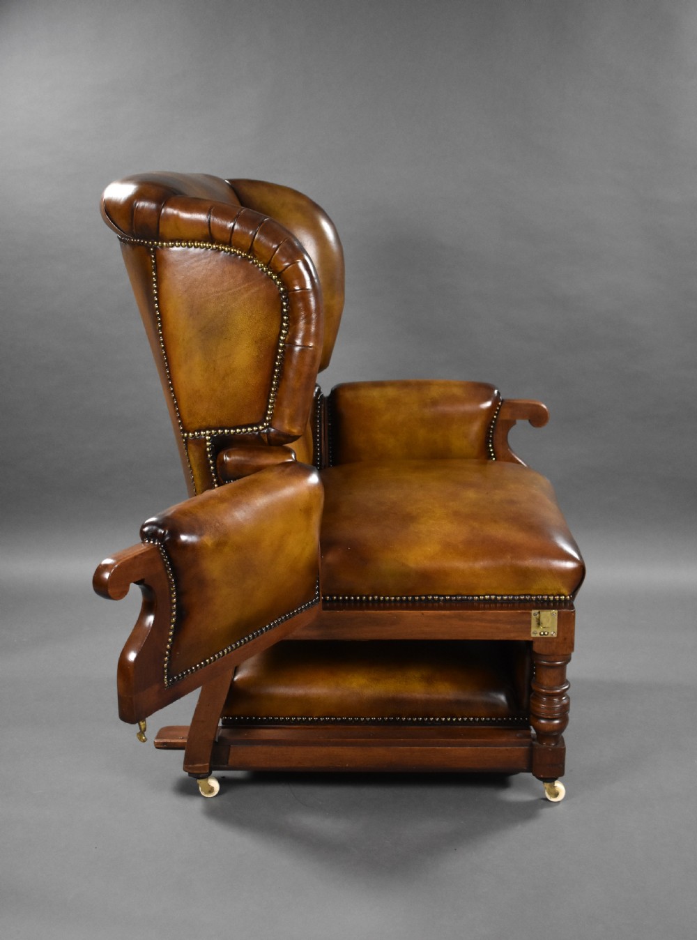 Victorian Leather Reclining Armchair by Foots Patent Chairs  View XIV
