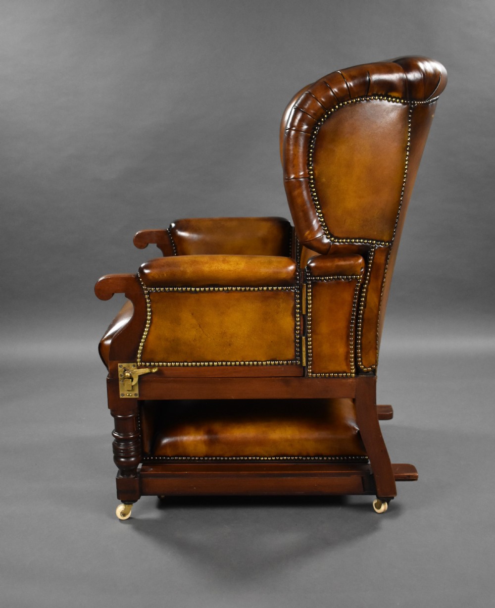 Victorian Leather Reclining Armchair by Foots Patent Chairs  View XVI