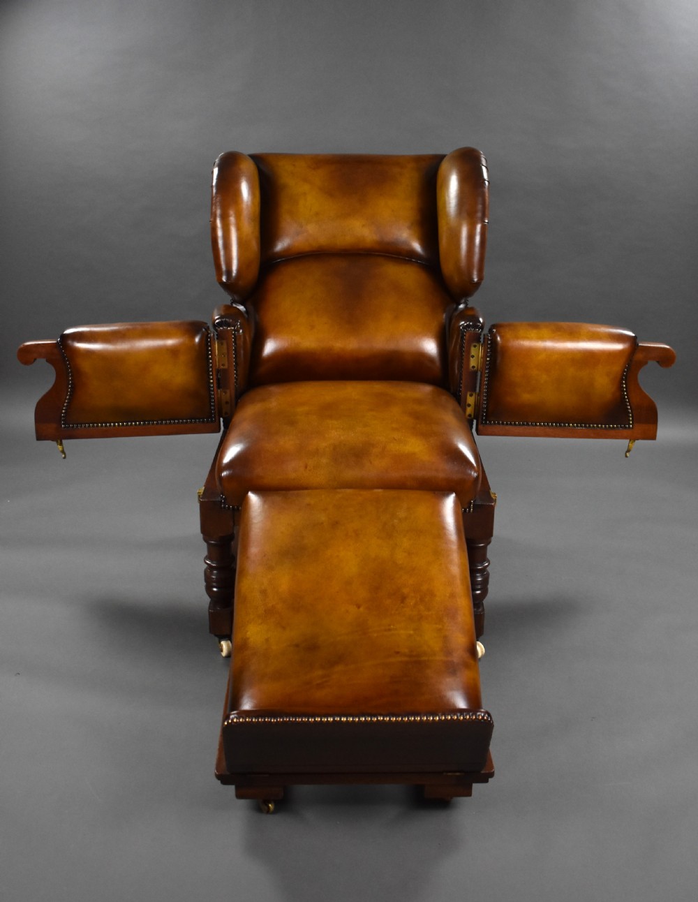 Victorian Leather Reclining Armchair by Foots Patent Chairs  View XIX