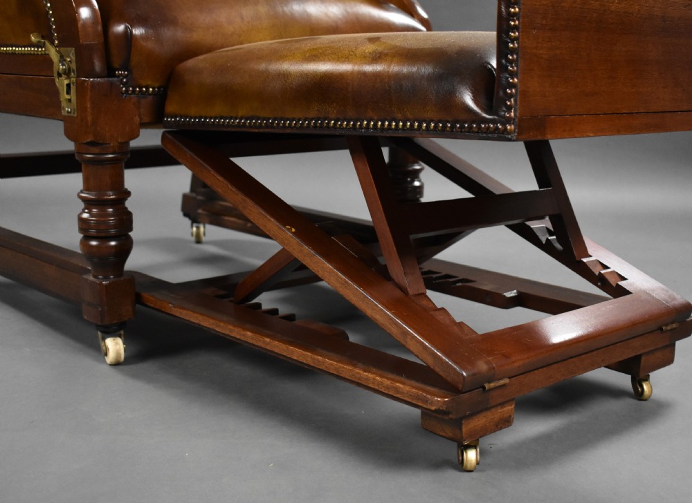 Victorian Leather Reclining Armchair by Foots Patent Chairs  View XX