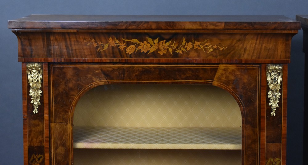 Pair of Victorian Burr Walnut Marquetry Pier Cabinets View II