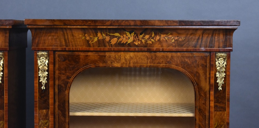 Pair of Victorian Burr Walnut Marquetry Pier Cabinets View VI