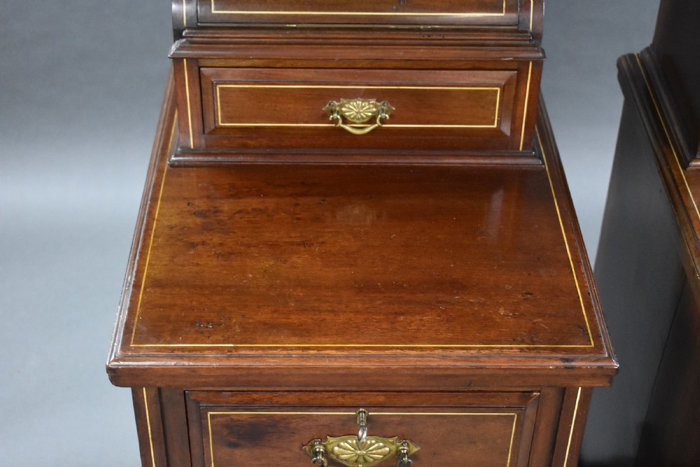Pair Victorian Inlaid Mahogany Bedsides View VII