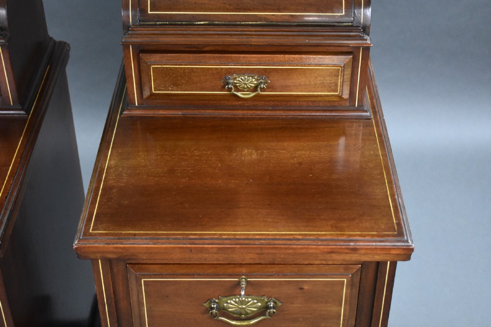 Pair Victorian Inlaid Mahogany Bedsides View VIII