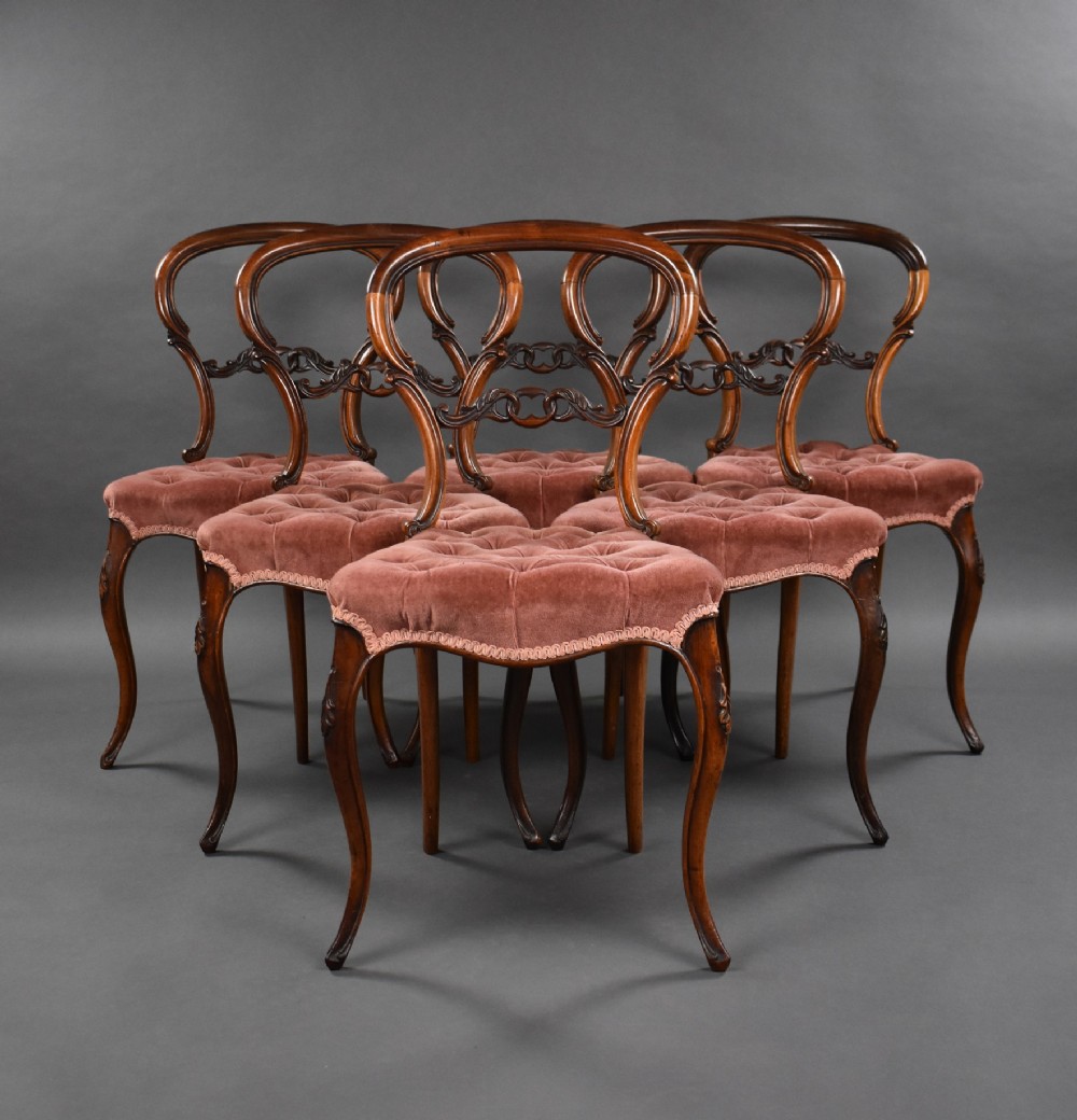 Set Six Victorian Rosewood Dining Chairs