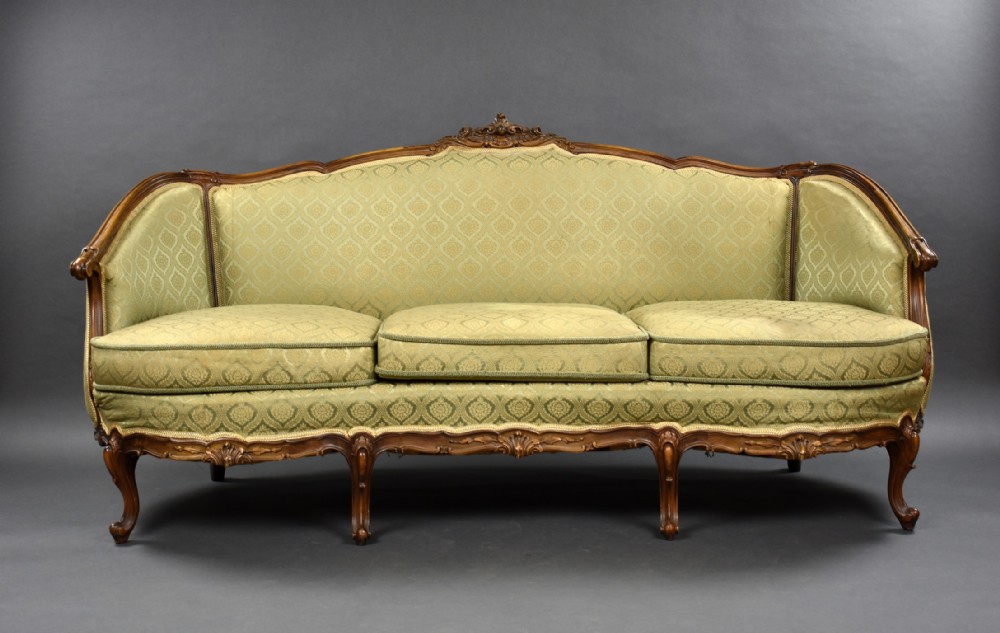 19th Century Continental Carved Beech Three Piece Suite