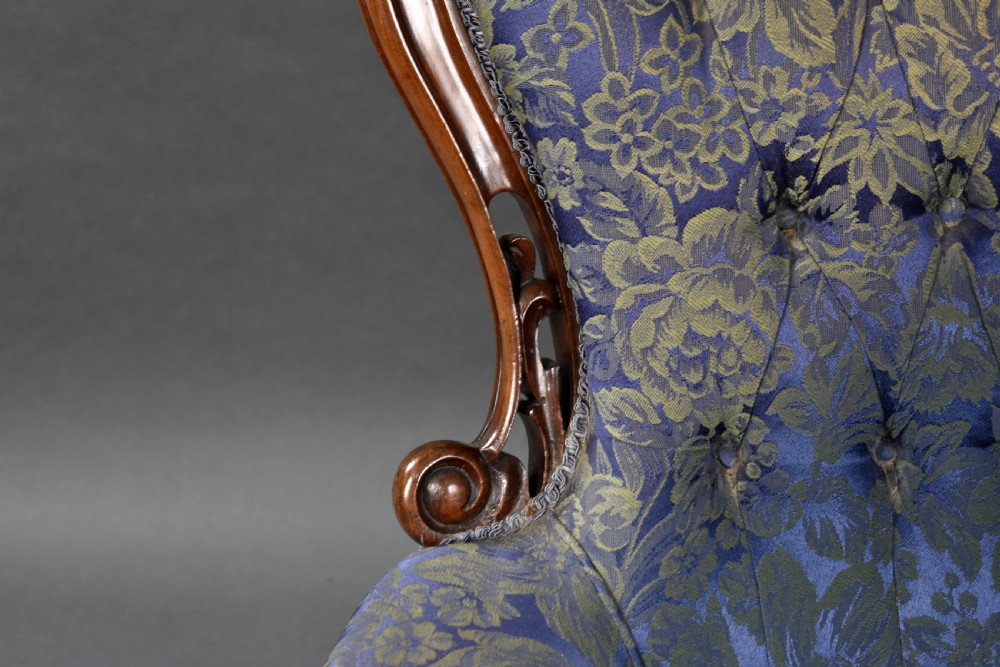 Victorian Carved Walnut Open Armchair View VIII