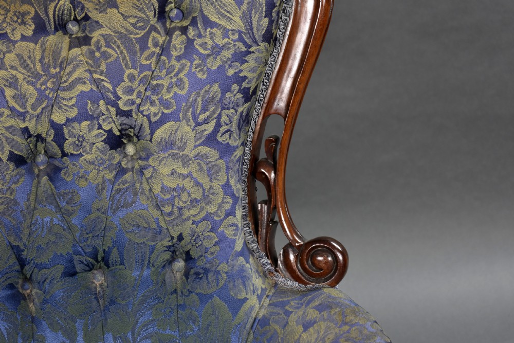 Victorian Carved Walnut Open Armchair View IX