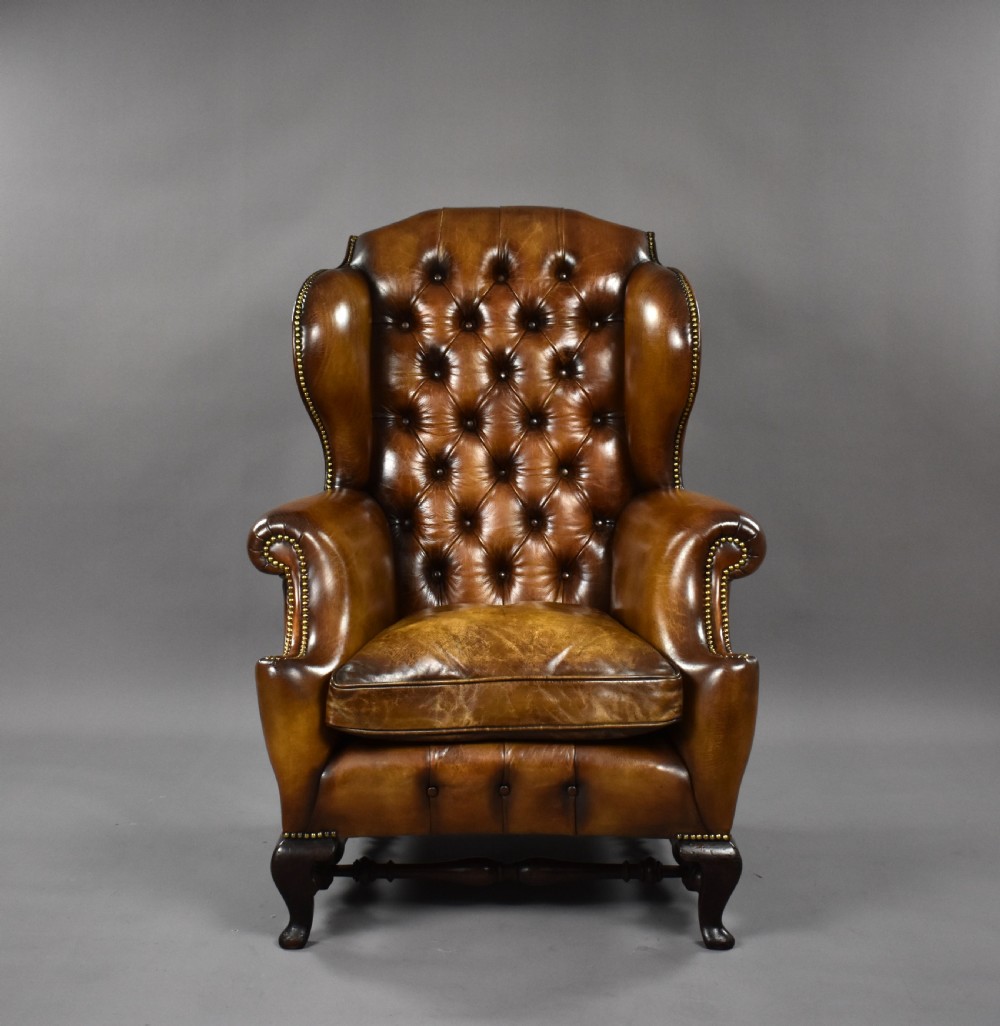 Victorian Leather Wing Back Armchair View II