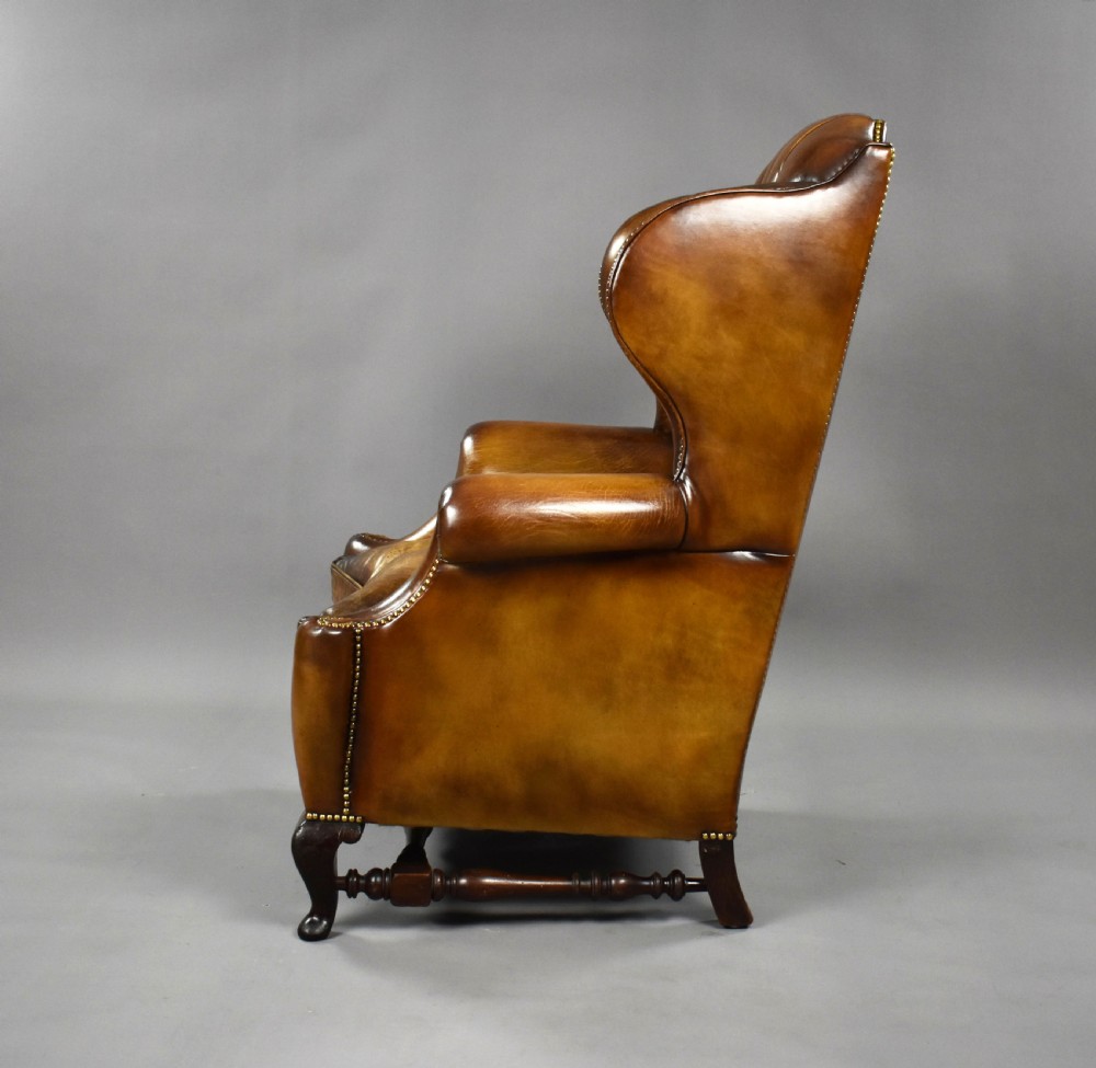 Victorian Leather Wing Back Armchair View V