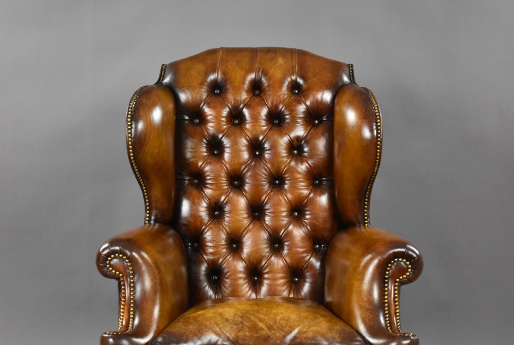 Victorian Leather Wing Back Armchair View VI