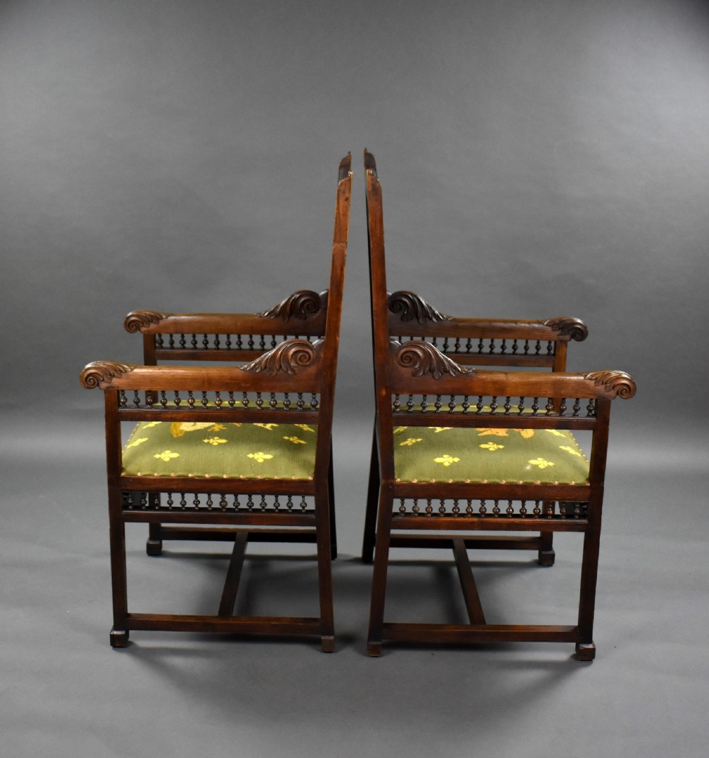 Set of 4 Carved Oak Chairs View IV