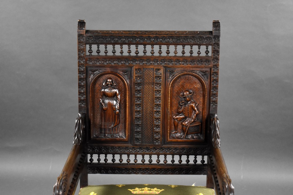 Set of 4 Carved Oak Chairs View VII