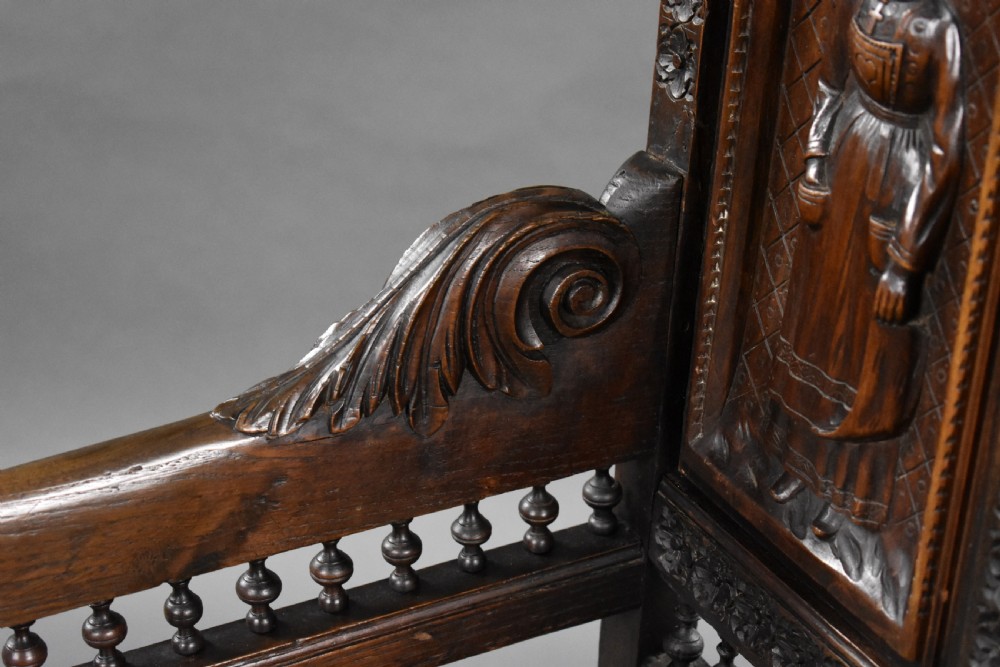 Set of 4 Carved Oak Chairs View X